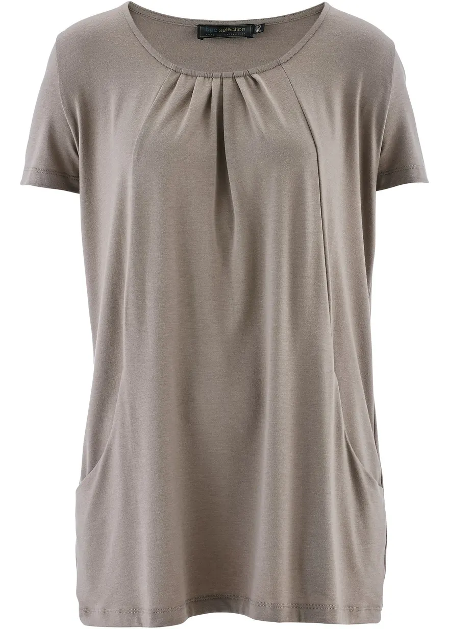 Longshirt mit Viskose in braun von vorne - bonprix