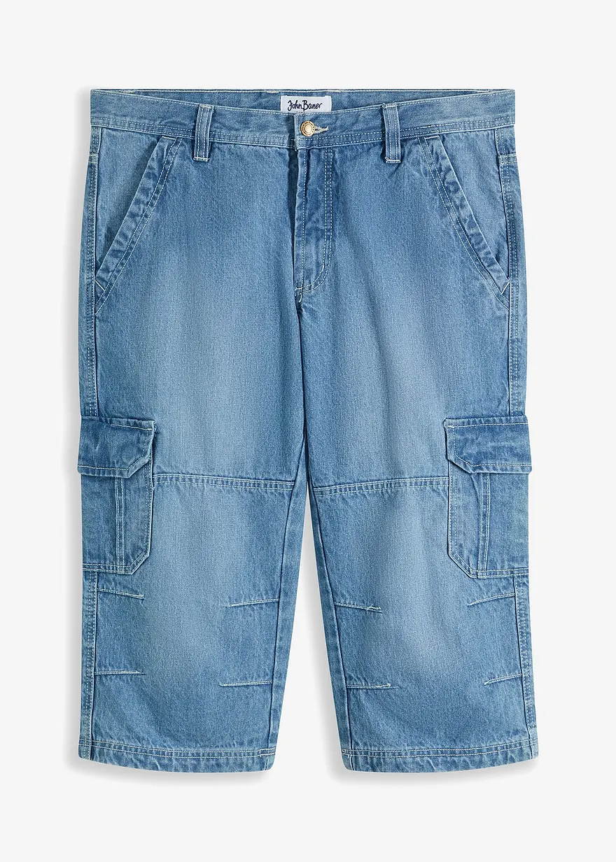 Regular Fit 3/4 Cargojeans, Straight in blau von vorne - bonprix