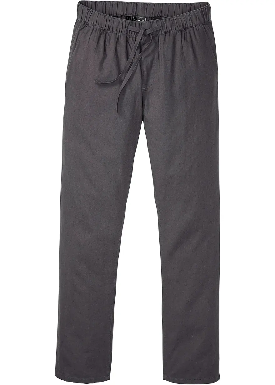 Regular Fit Schlupfhose mit Leinenanteil, Straight in grau von vorne - bonprix
