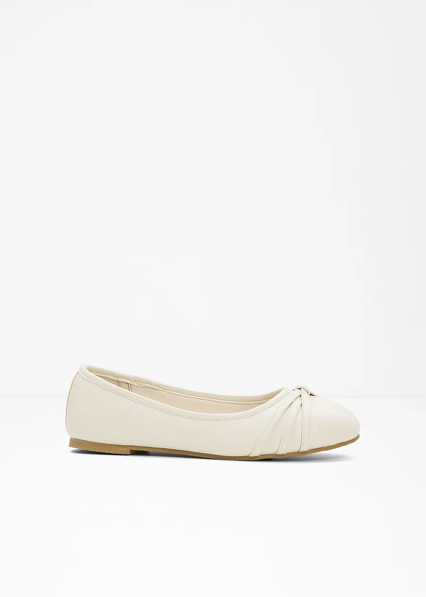 Komfort Ballerina in bequemer Weite in beige von vorne - bonprix