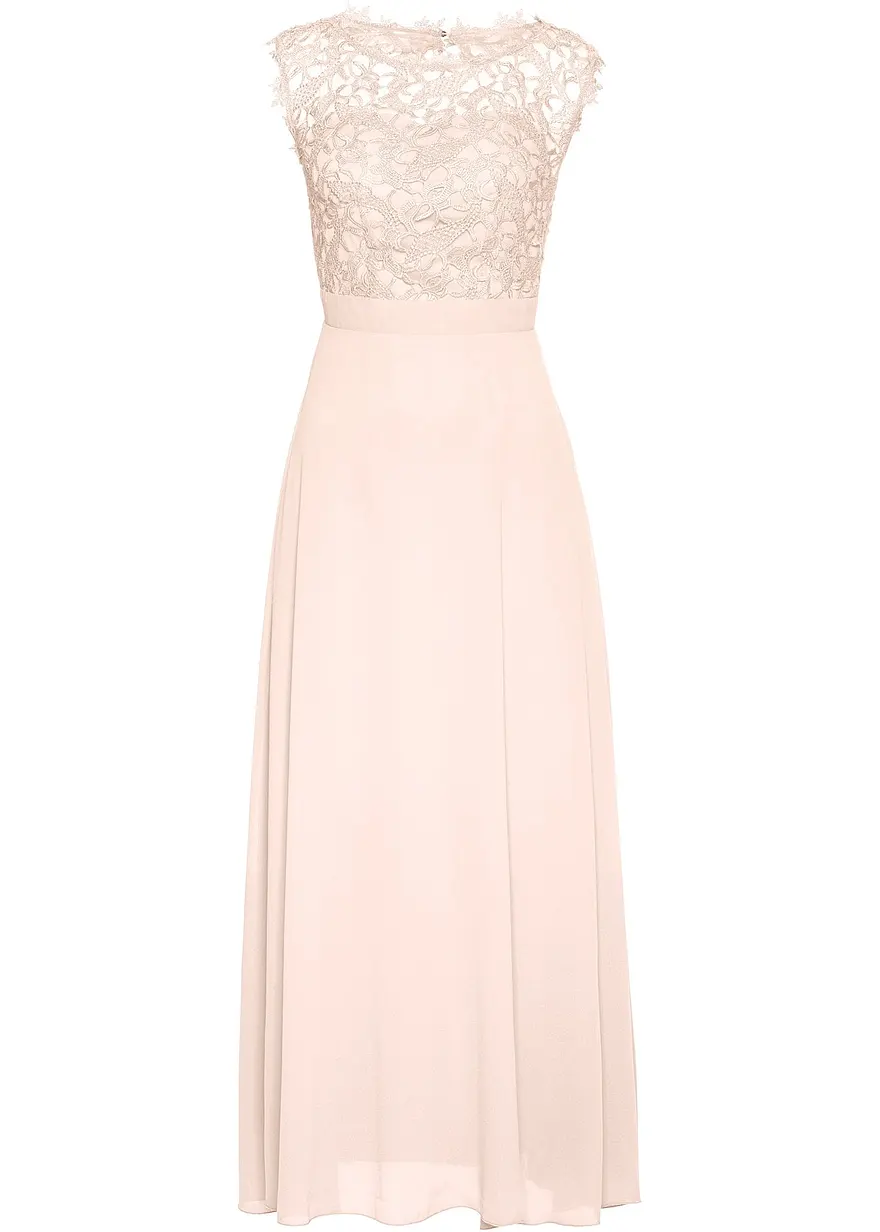 Maxikleid mit Spitze in rosa von vorne - bonprix