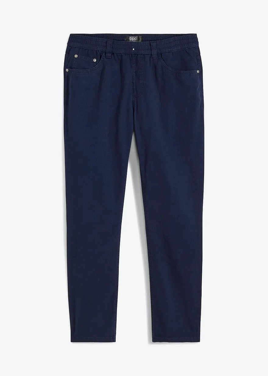 Regular Fit Schlupfhose aus reiner Baumwolle, Straight in blau von vorne - bonprix