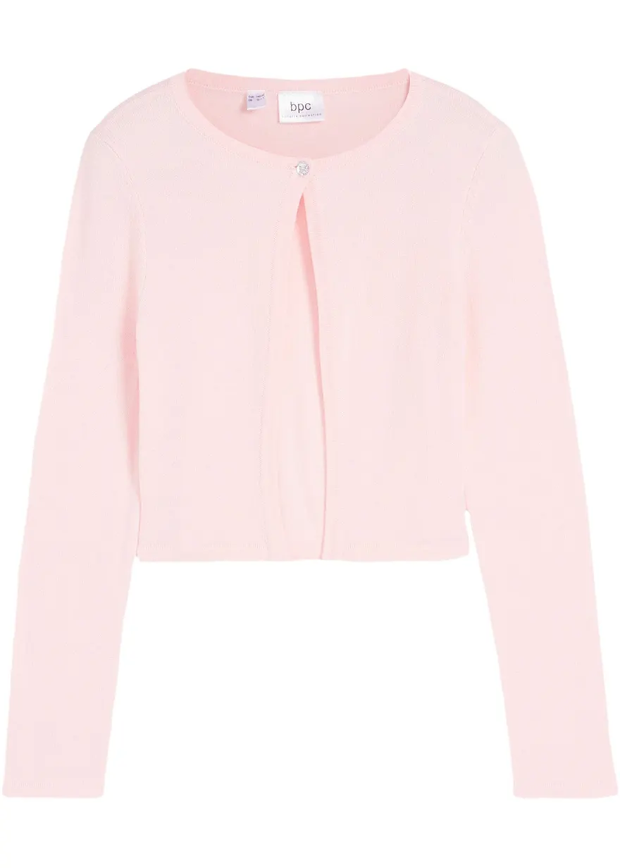 Festlicher Mädchen Strick-Bolero in rosa von vorne - bonprix