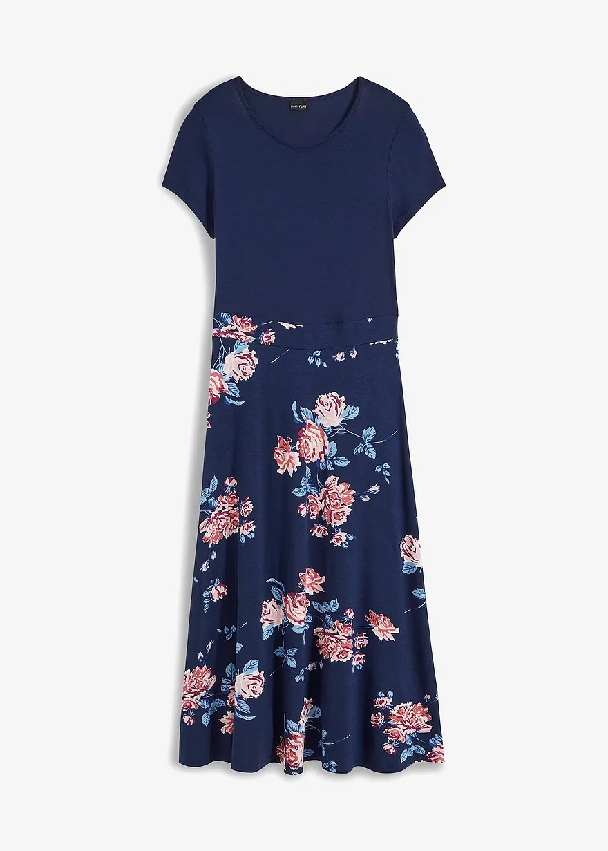Jerseykleid in blau von vorne - bonprix