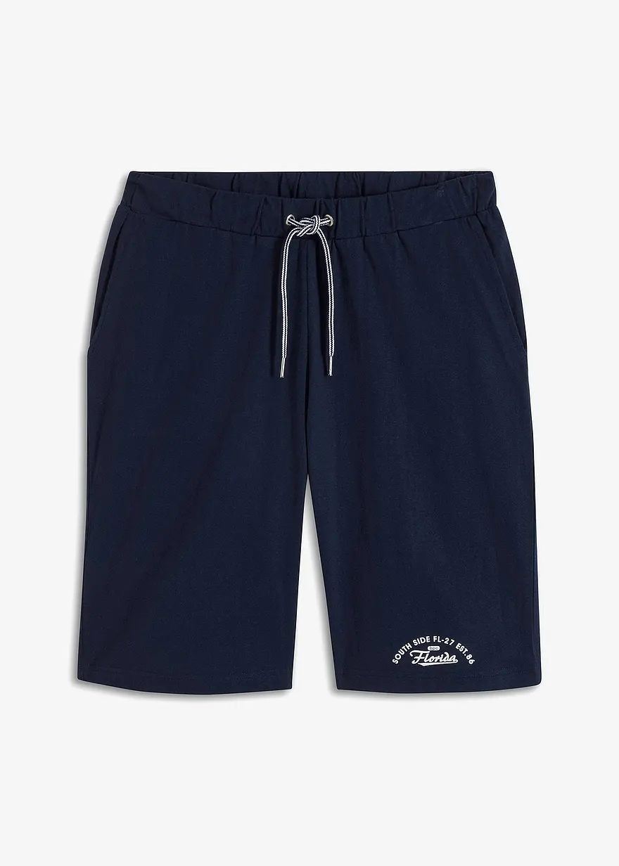 Jersey-Bermuda aus reiner Bio-Baumwolle in blau von vorne - bonprix