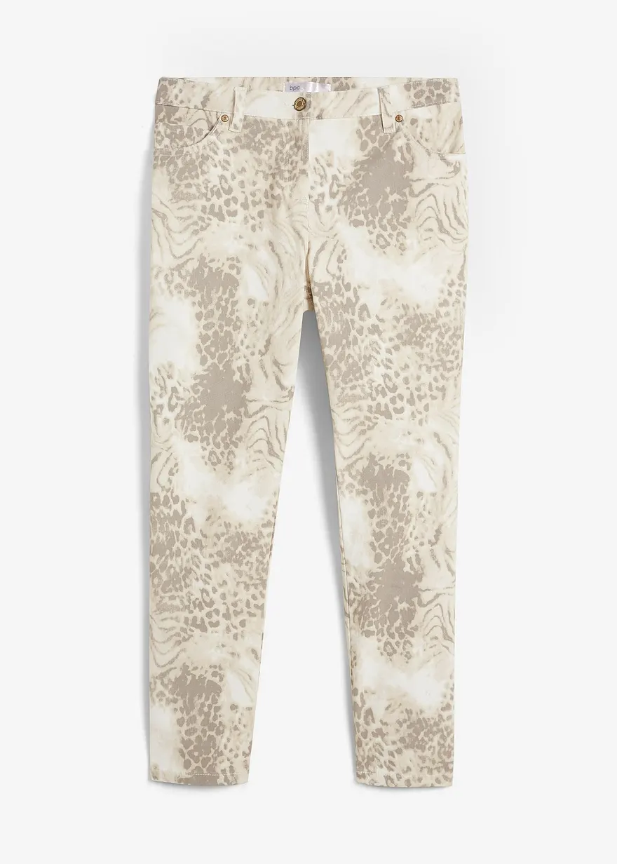 7/8 Stretchhose bedruckt in beige von vorne - bonprix