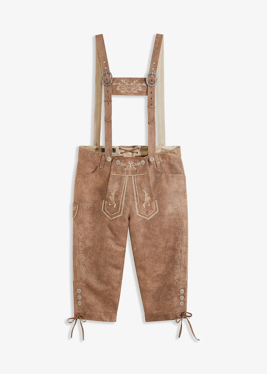 Regular Fit Trachtenhose aus Lederimitat in braun von vorne - bonprix