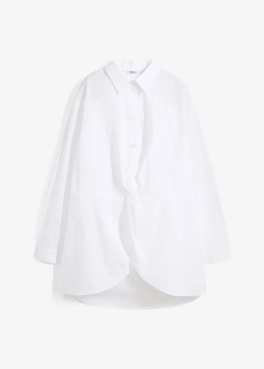 Vokuhila-Bluse aus Popeline in weiß von vorne - bonprix