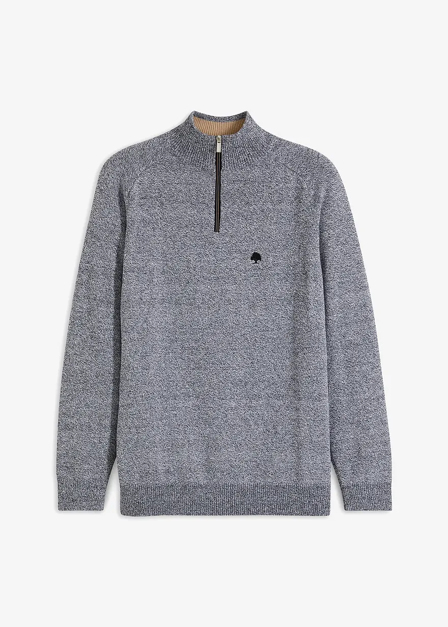 Troyer Pullover mit recycelter Baumwolle in blau von vorne - bonprix