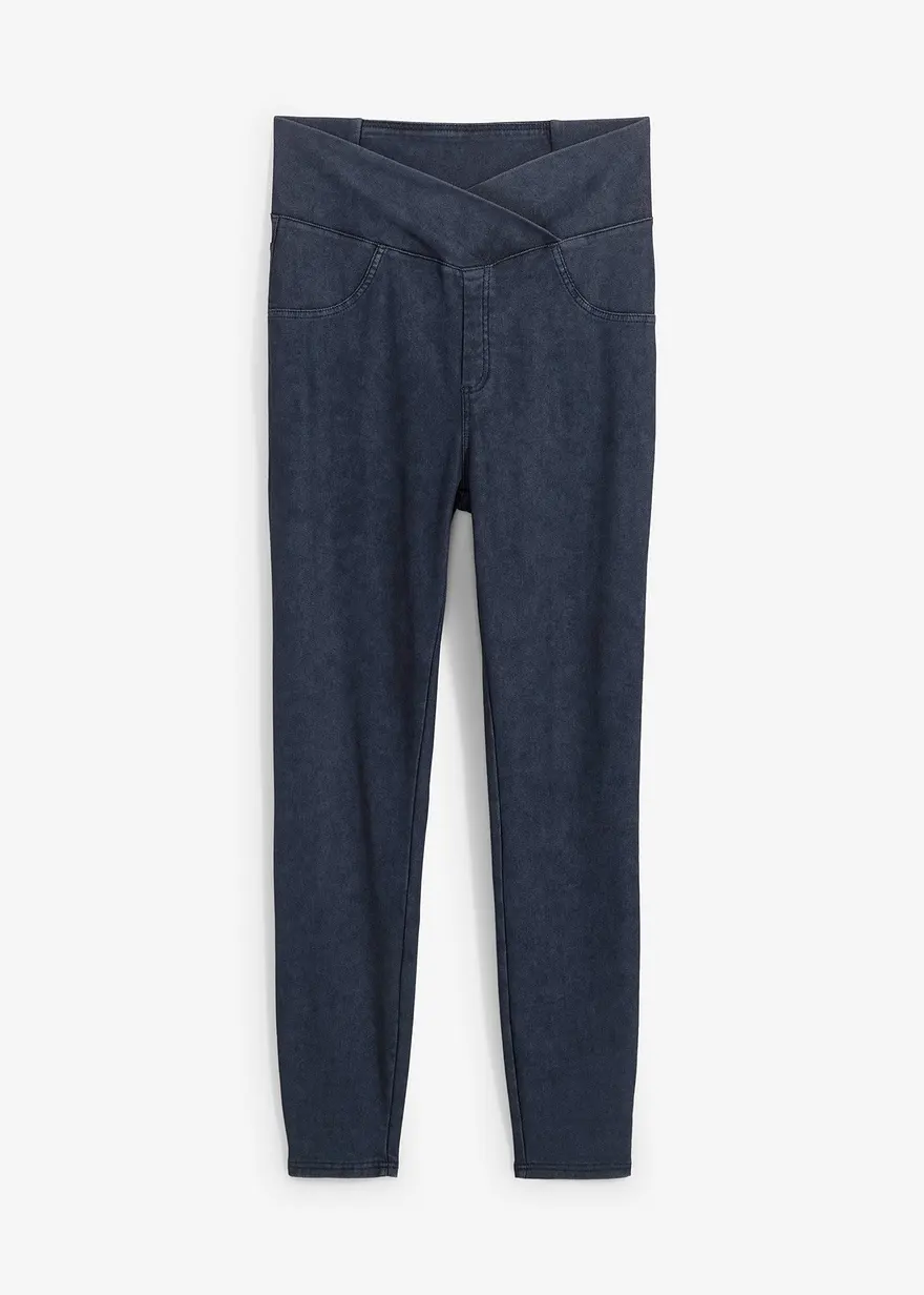 Leggings in Jeansoptik aus Baumwoll-Stretch in blau von vorne - bonprix