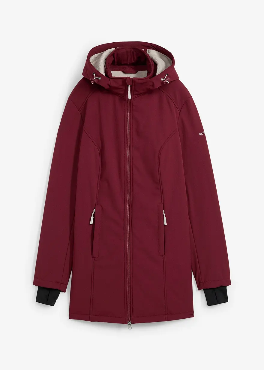 Funktions-Softshell-Longjacke mit Teddyfleece in rot von vorne - bonprix