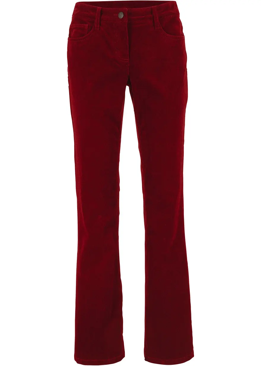 Stretch-Cordhose, Bootcut in rot von vorne - bonprix