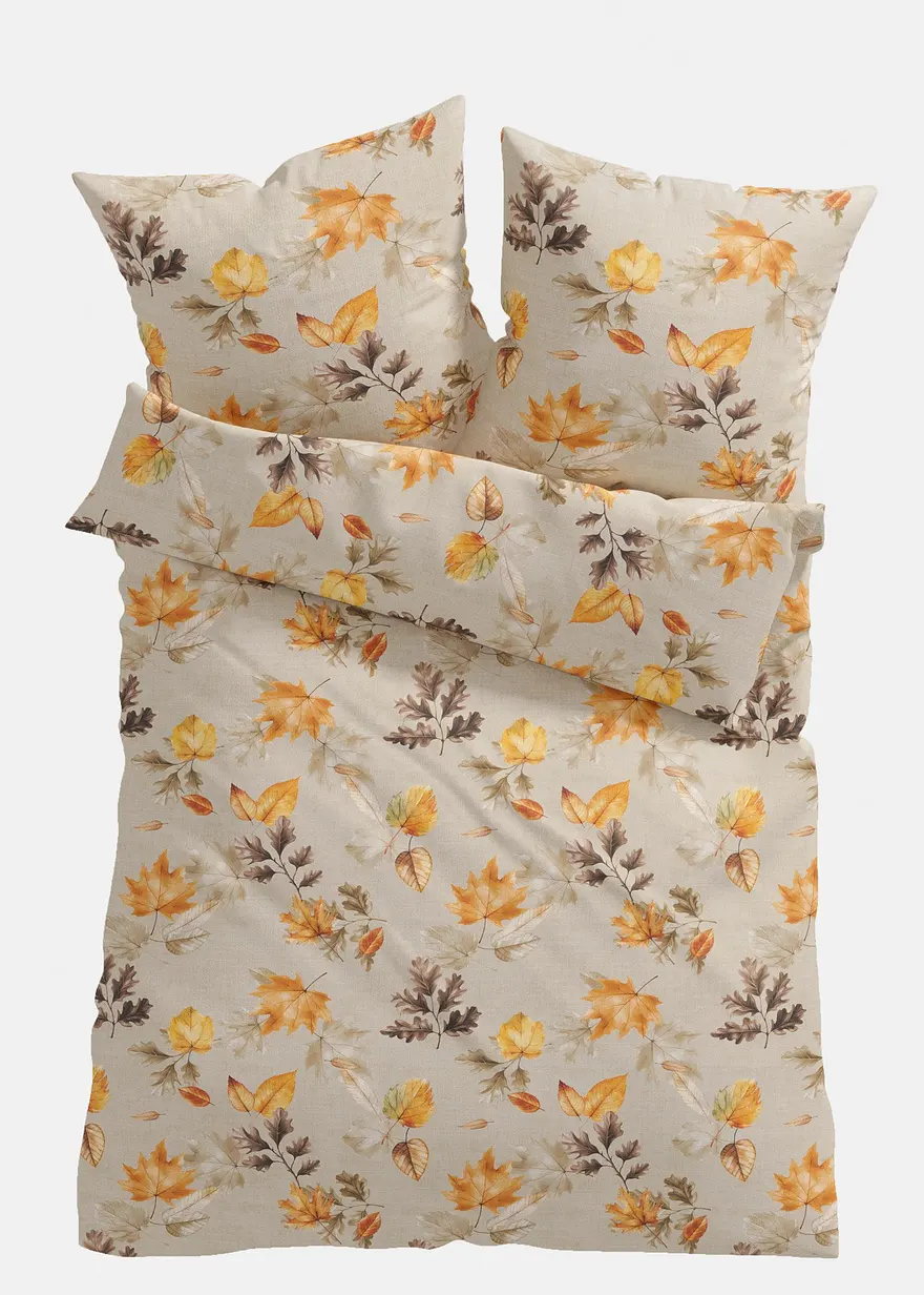 Bettwäsche mit Herbst Design in beige von vorne - bonprix