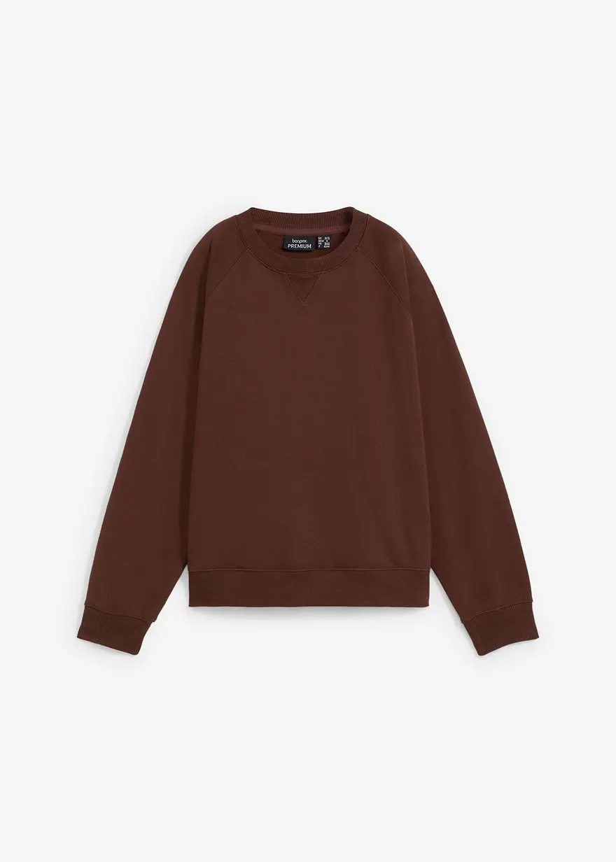 Oversize-Sweatshirt aus reiner Bio-Baumwolle in braun von vorne - bonprix