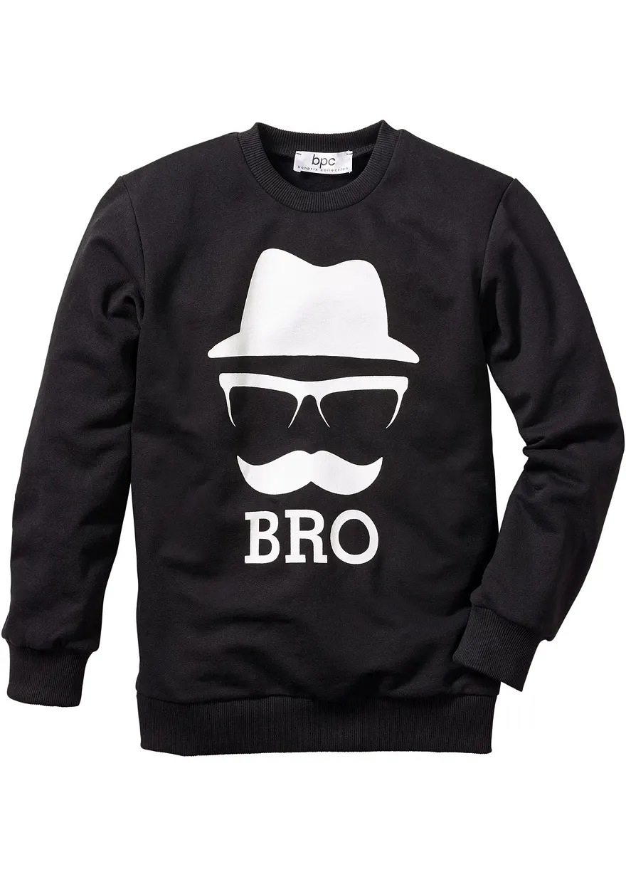 Sweatshirt aus reiner Bio-Baumwolle in schwarz von vorne - bonprix