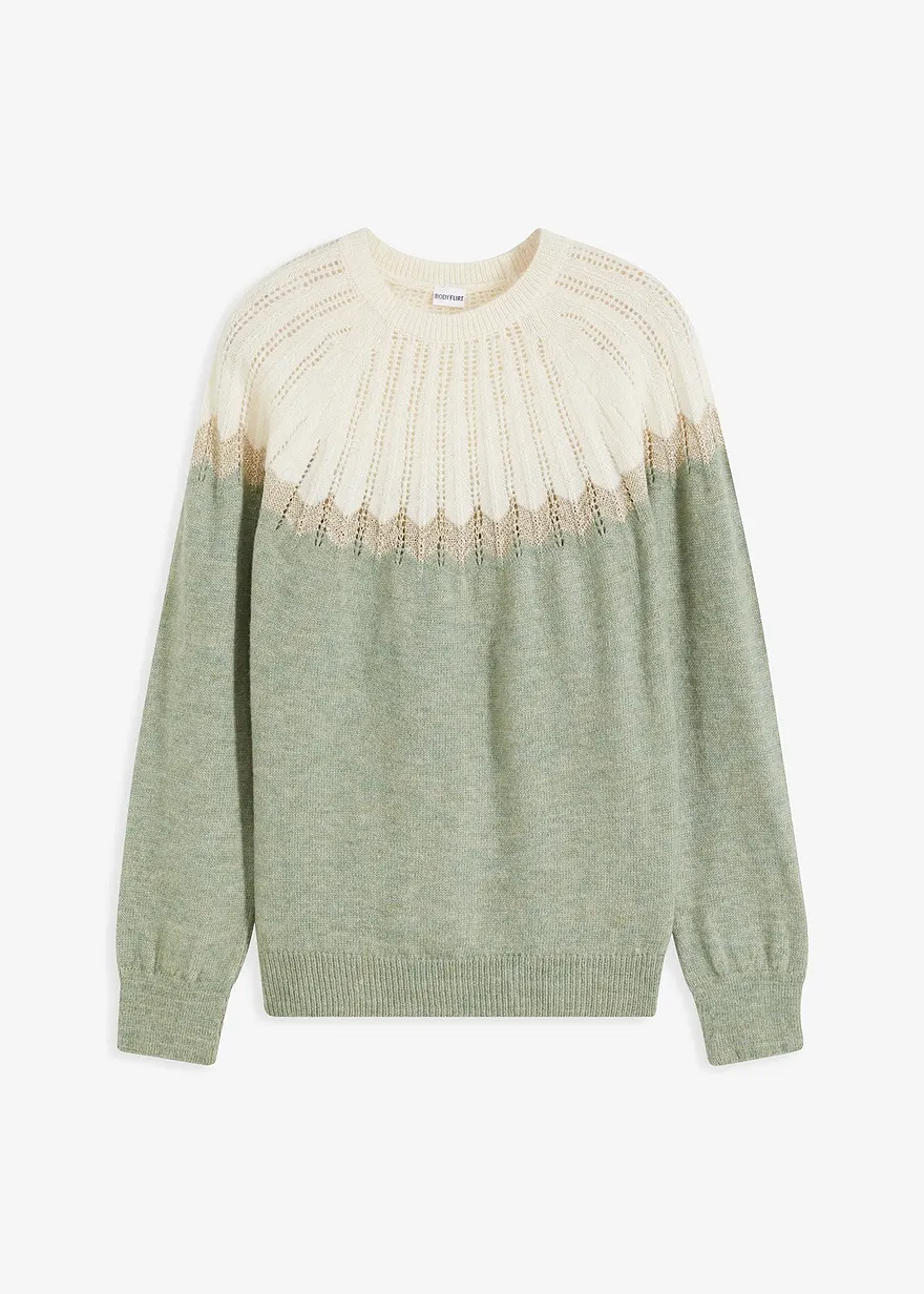 Ajour-Pullover in blau von vorne - bonprix