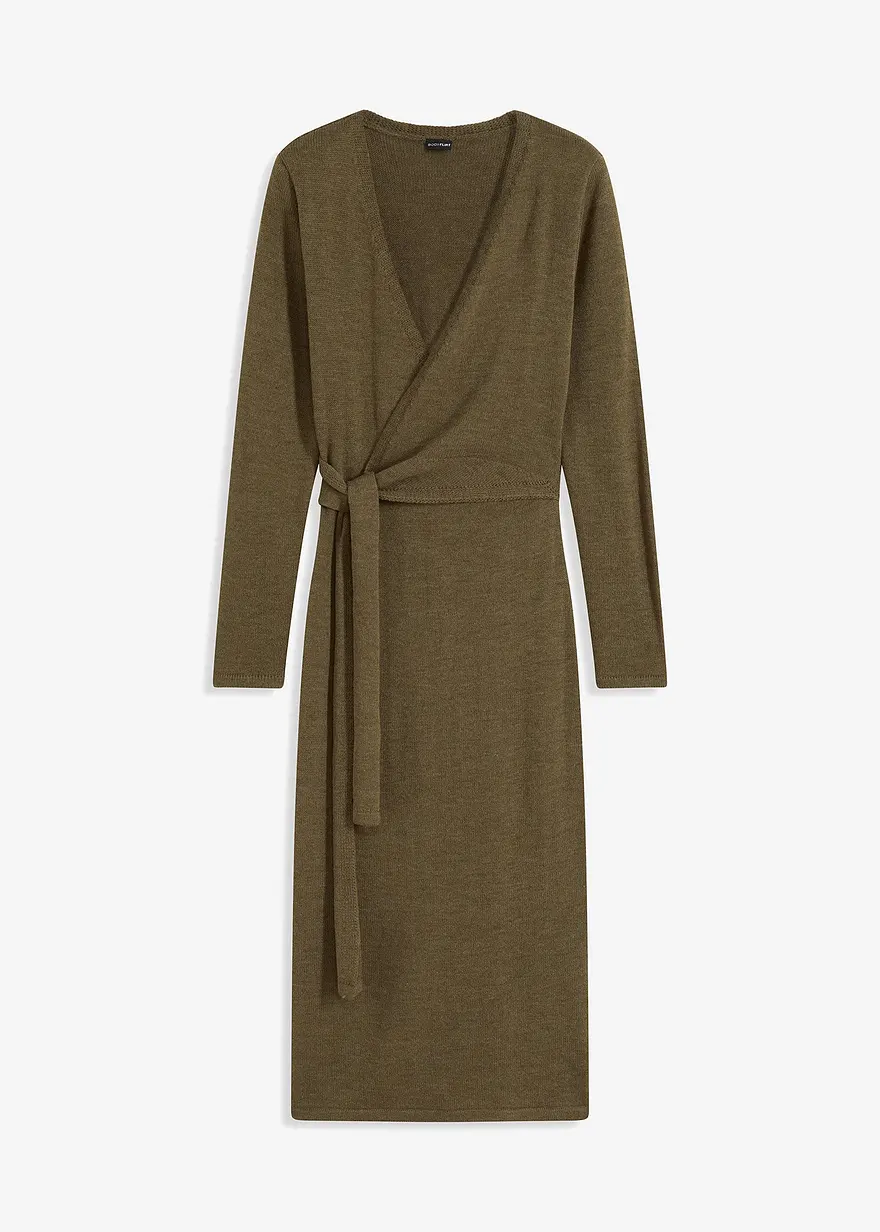 Midi-Strickkleid in grün von vorne - bonprix