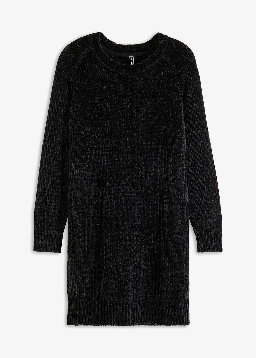 Oversize-Kleid in Strick in schwarz von vorne - bonprix