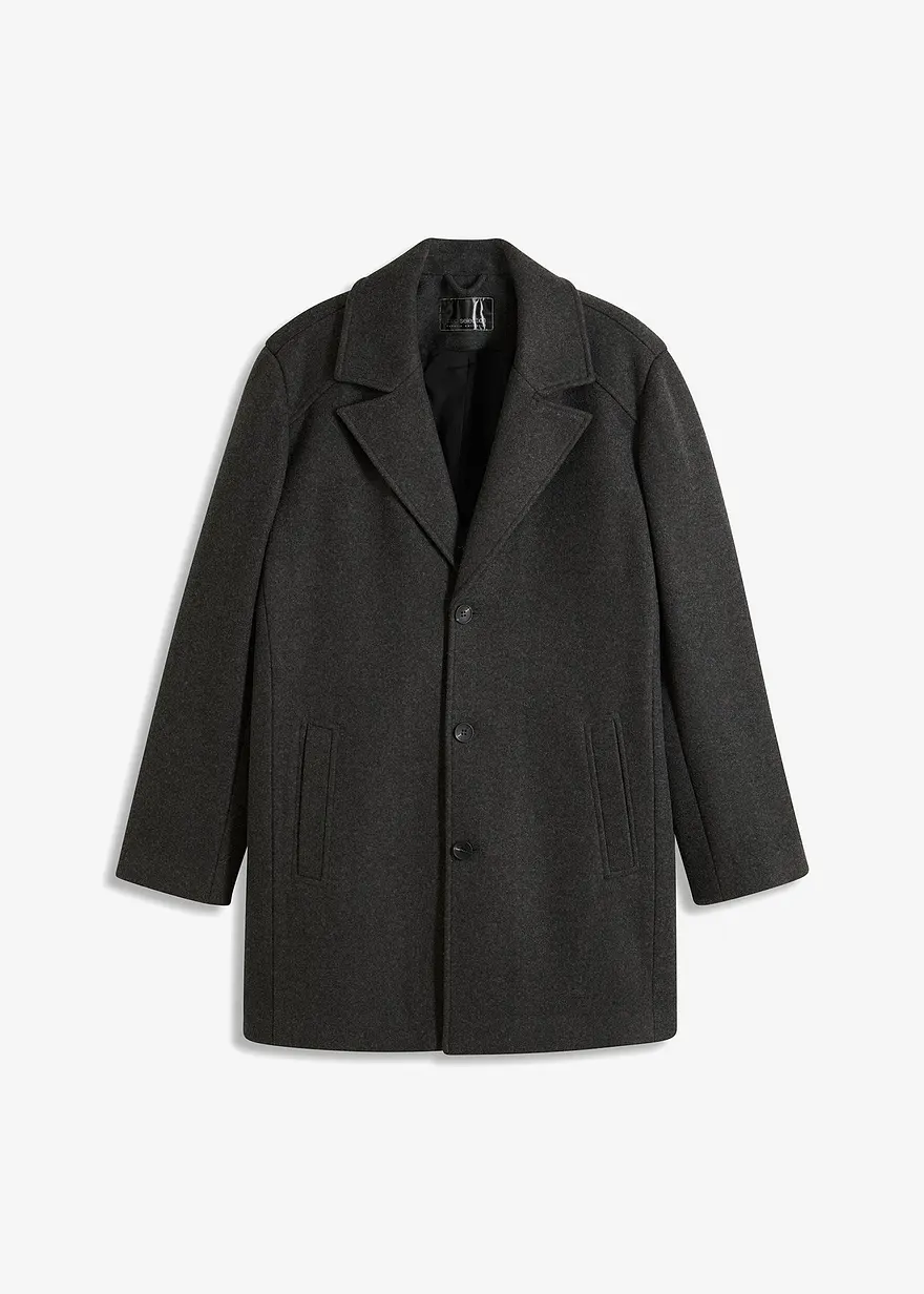 Kurzmantel mit Woll-Anteil in grau von vorne - bonprix