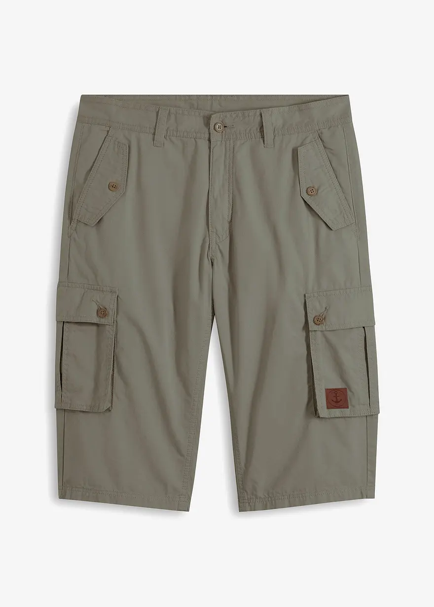 Cargo-Bermuda aus reiner Baumwolle, Regular Fit in grau von vorne - bonprix