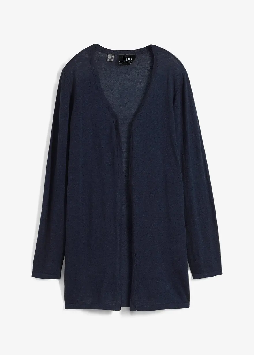 Strickjacke aus reiner Baumwoll-Slub Qualität in blau von vorne - bonprix