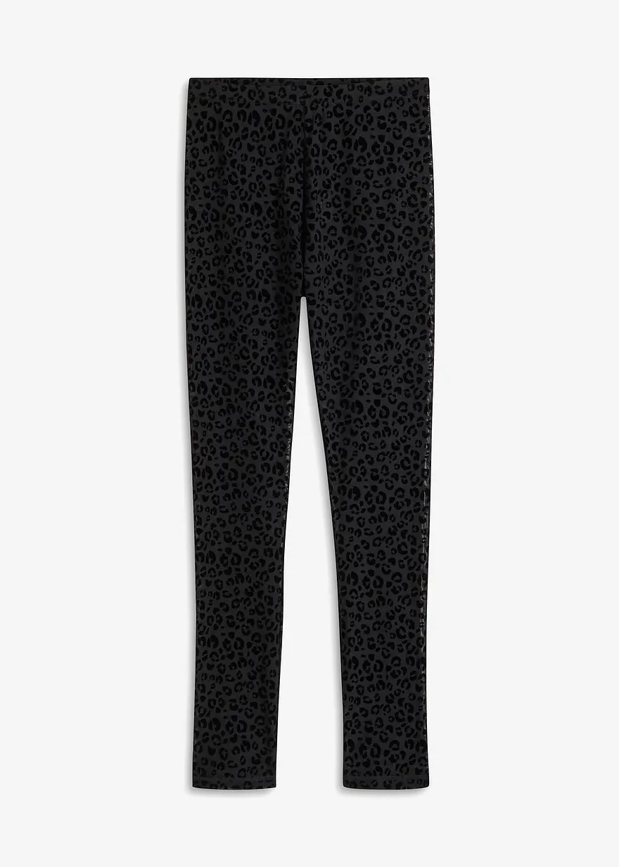 Leggings mit Samt Muster in schwarz von vorne - bonprix