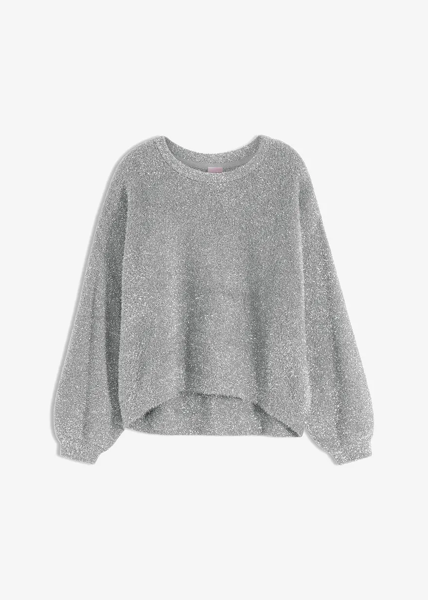 Pullover mit Glitzereffekt in grau von vorne - bonprix