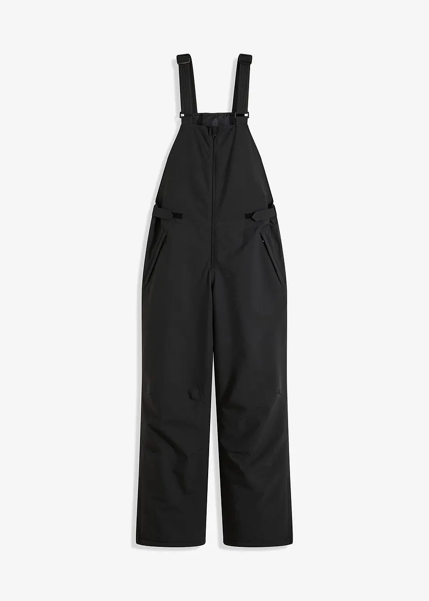 wasserdichte Skihose mit Hosenträgern in schwarz von vorne - bonprix