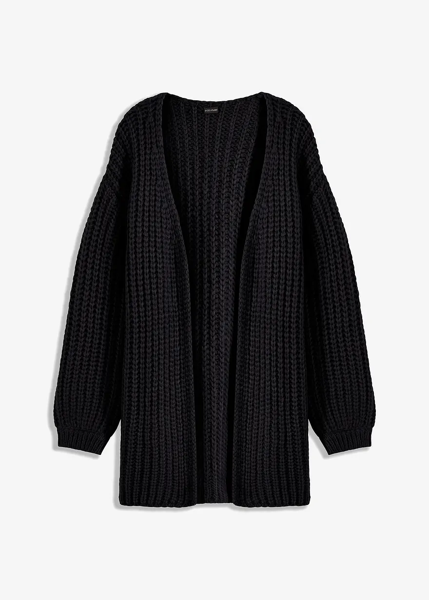 grobe Strickjacke in schwarz von vorne - bonprix