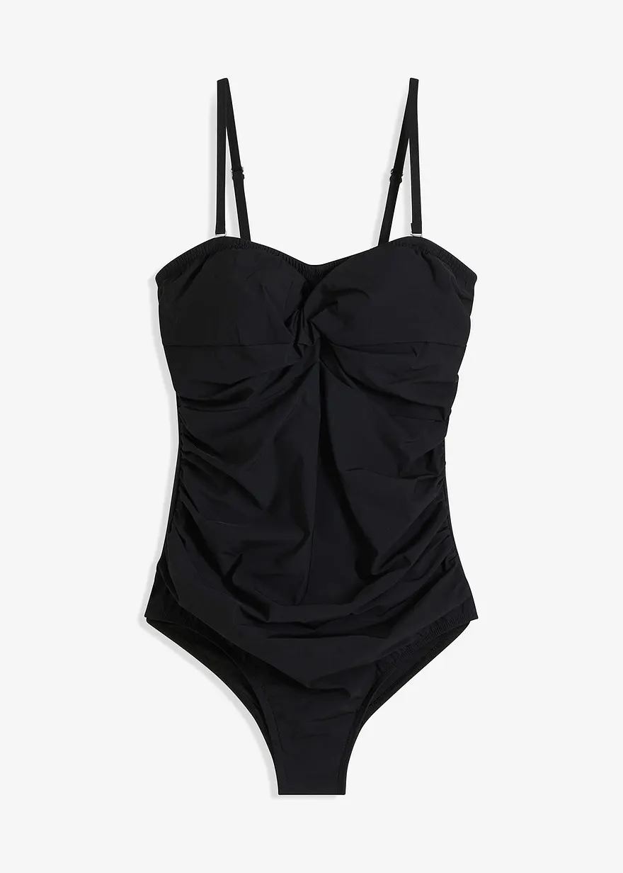 Shape Bandeau Badeanzug mittlere Formkraft in schwarz von vorne - bonprix
