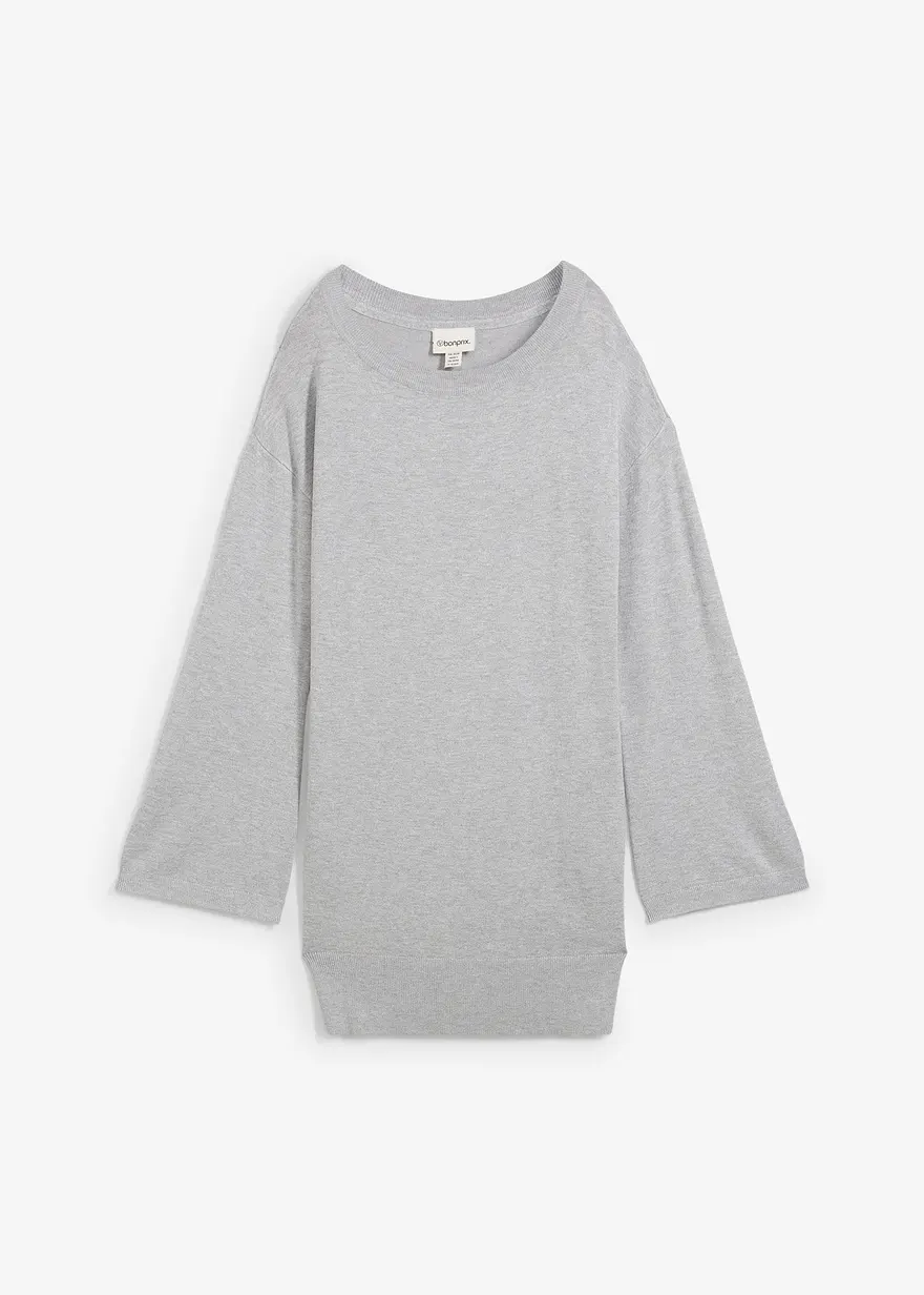 Longpullover in grau von vorne - bonprix