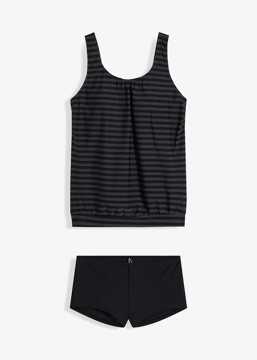 Oversize-Tankini (2-tlg. Set) in schwarz von vorne - bonprix