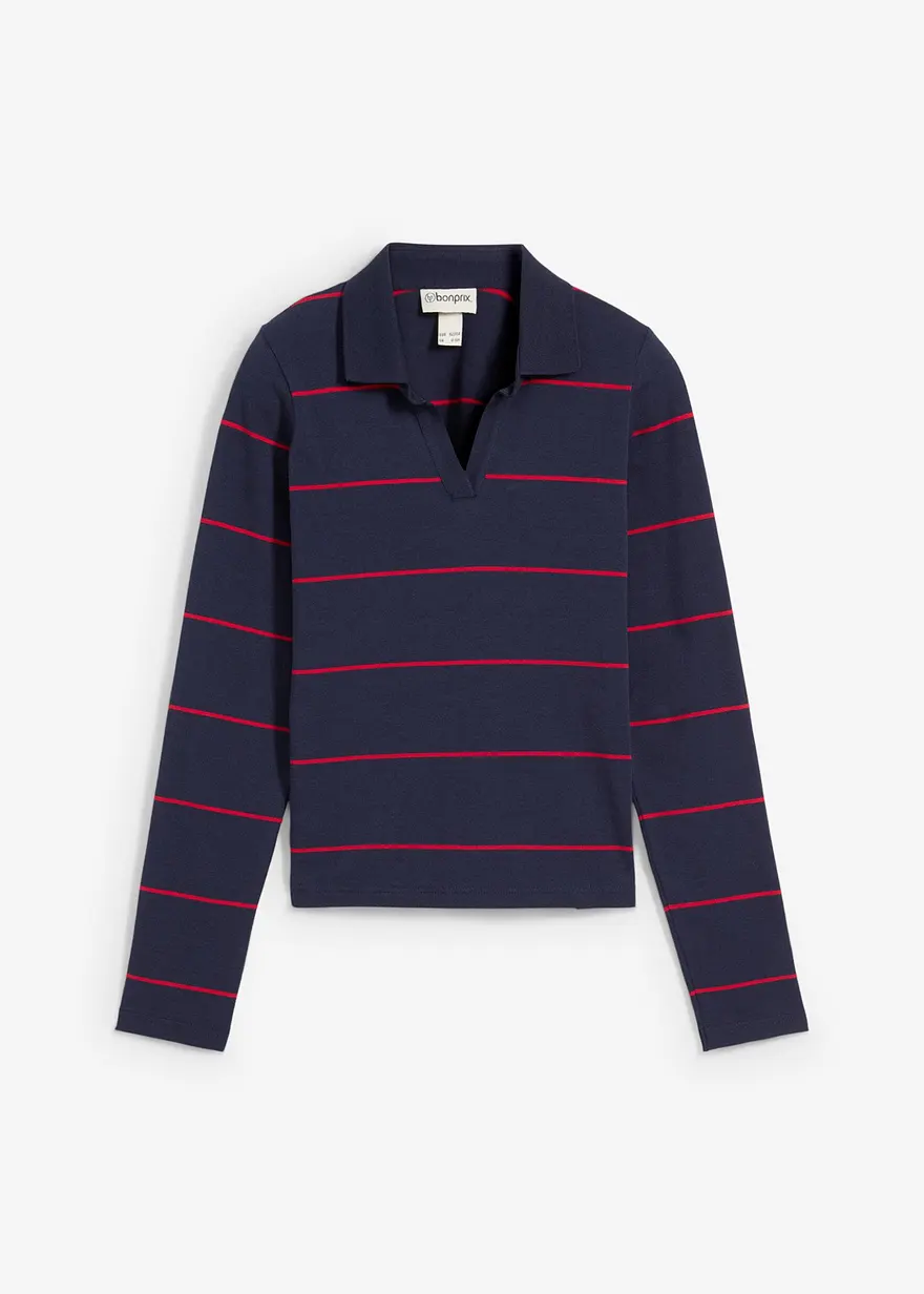Poloshirt mit Bio-Baumwolle in blau von vorne - bonprix