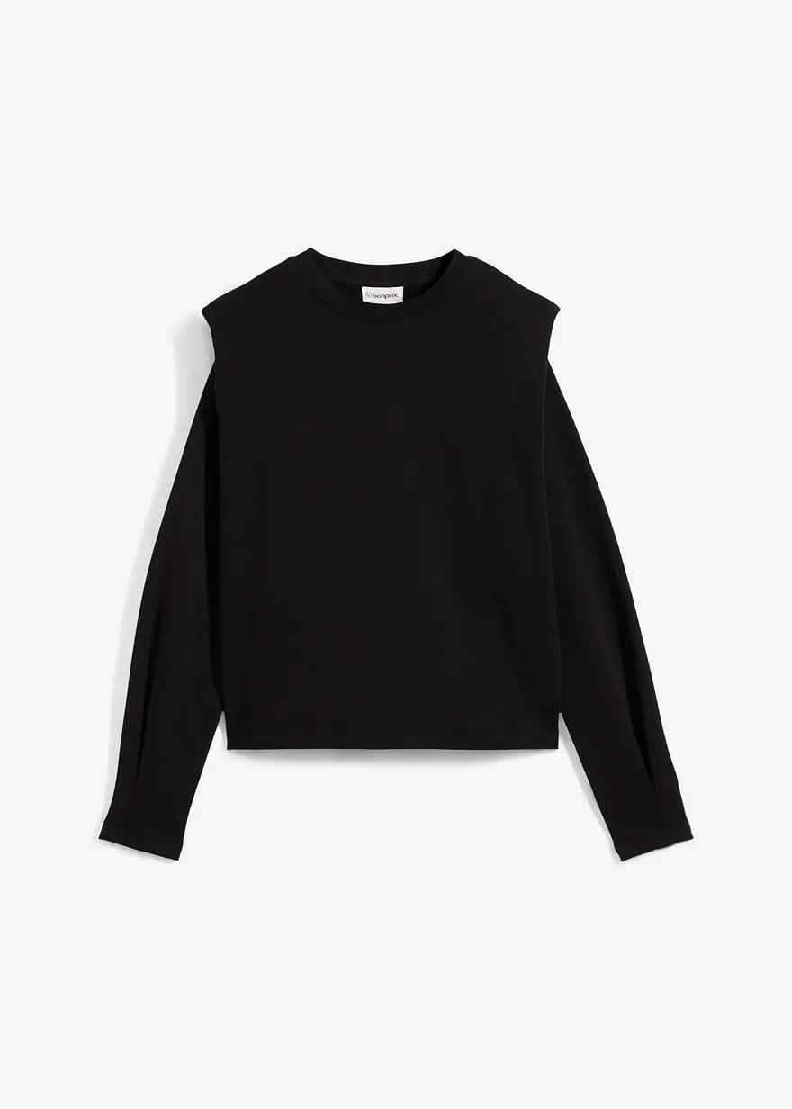 Sweatshirt aus reiner Baumwolle in schwarz von vorne - bonprix