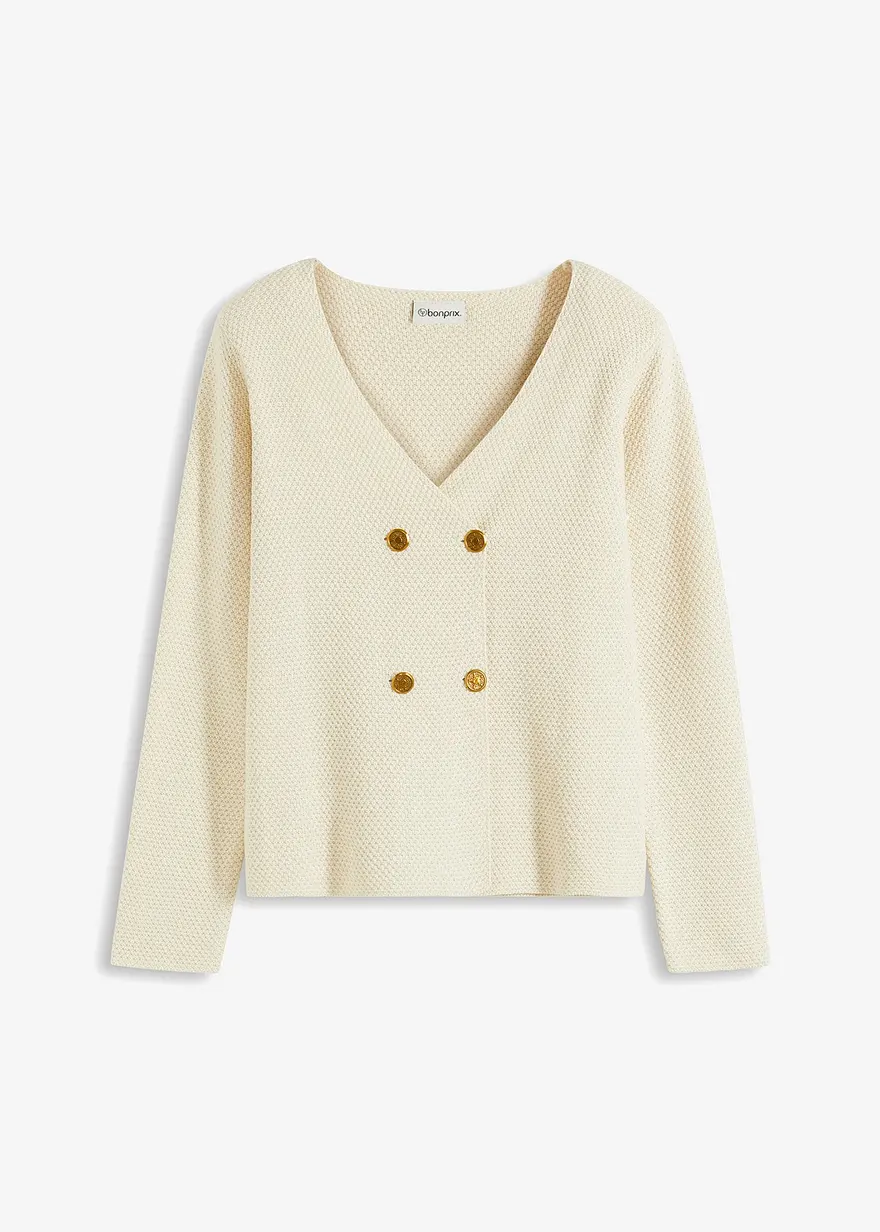 Strick Blazer in beige von vorne - bonprix