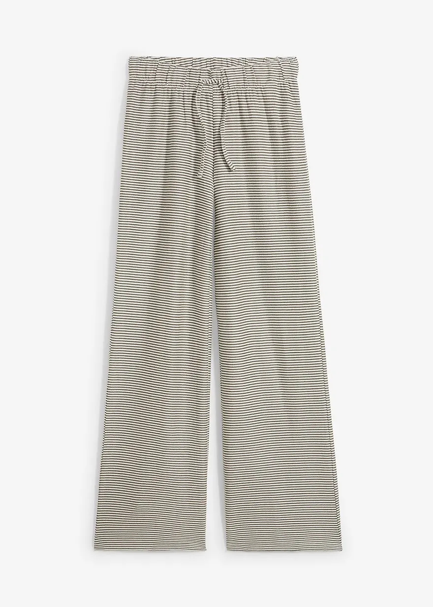 Gestreifte Jersey-Hose mit Kordelzug in schwarz von vorne - bonprix