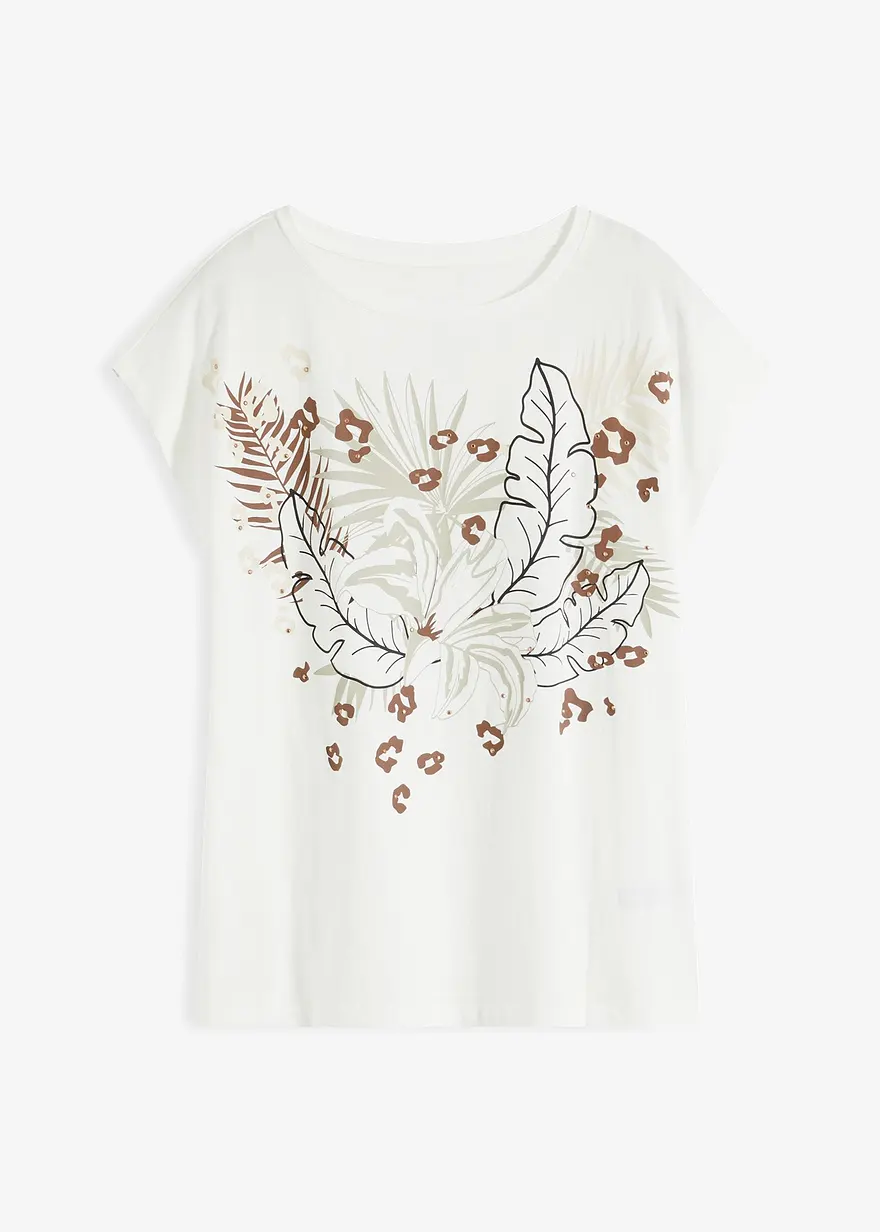 Shirt aus reiner Bio-Baumwolle in weiß von vorne - bonprix