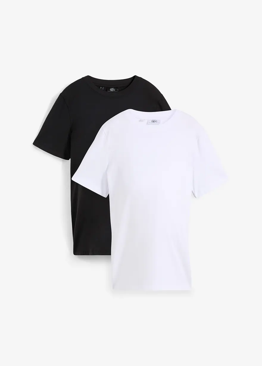 Umstandsshirts aus Bio-Baumwolle (2er Pack) in schwarz von vorne - bonprix