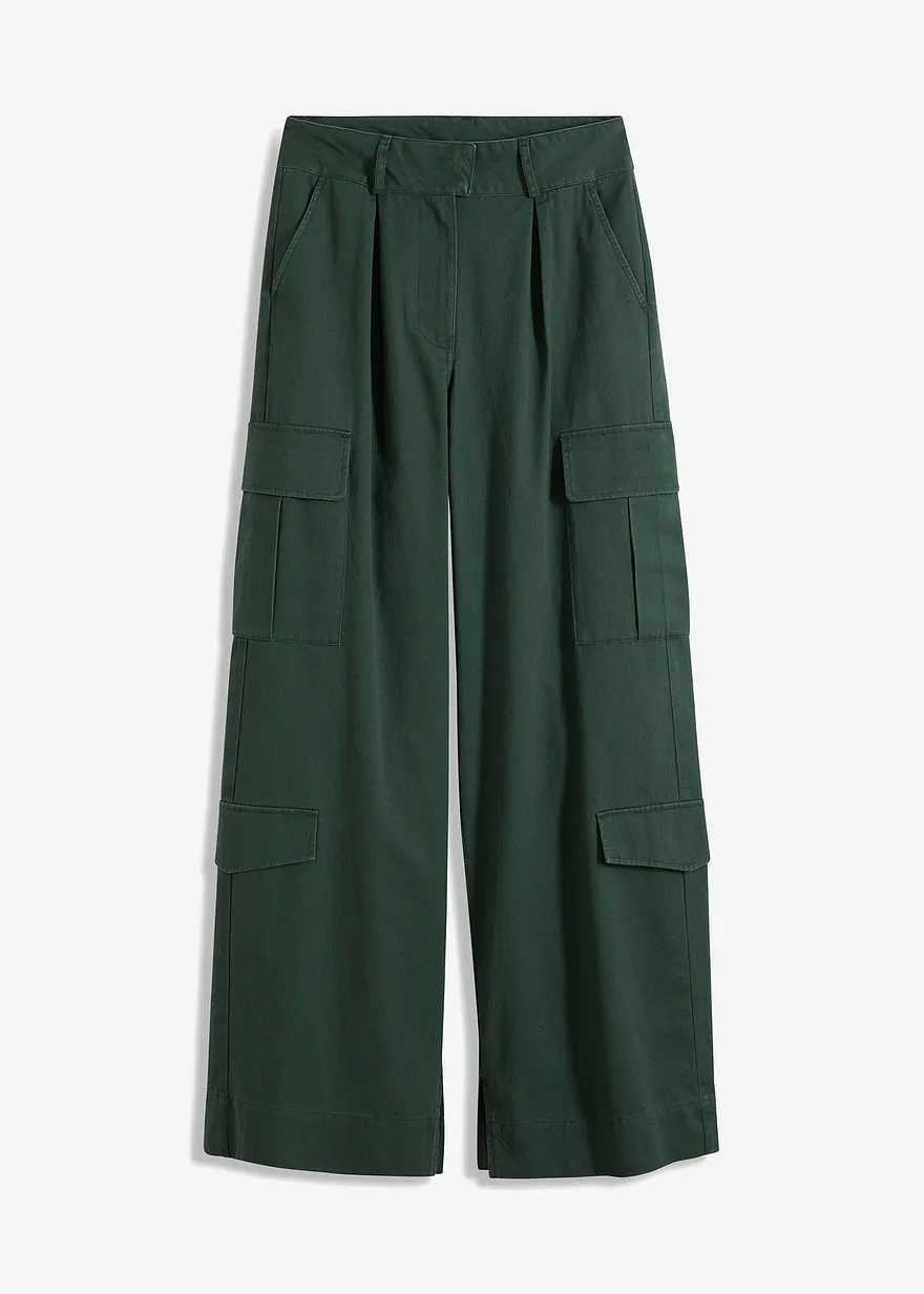 Cargohose aus reiner Baumwolle in grün von vorne - bonprix