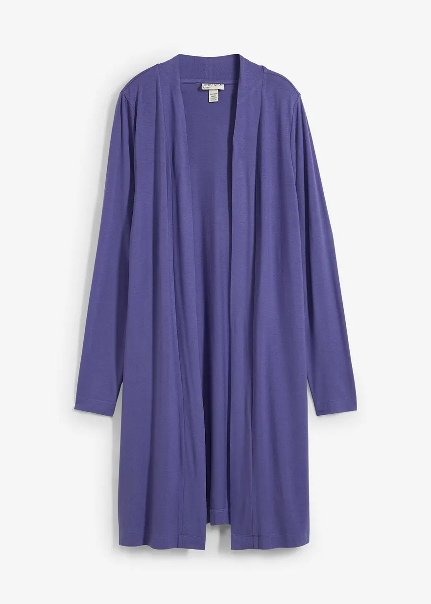 Lange Shirtjacke aus softer Viskose in blau von vorne - bonprix