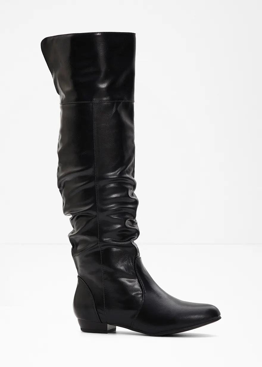 Overknee Stiefel in schwarz von vorne - bonprix