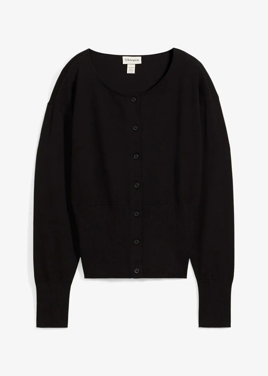Feinstrickjacke in schwarz von vorne - bonprix