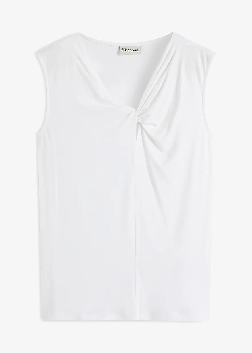 Jersey-Top mit Twist in weiß von vorne - bonprix