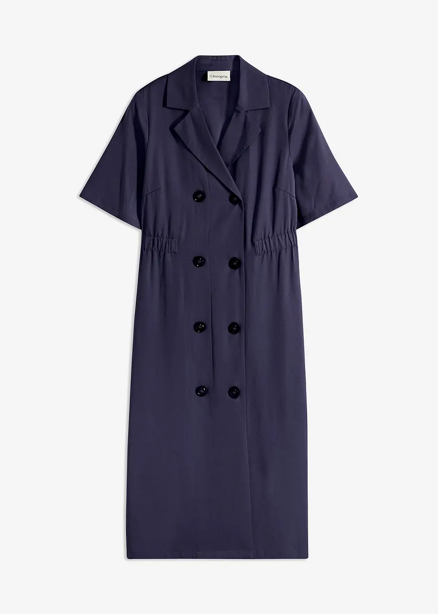 Kleid Lyocell mit Reverskragen in blau von vorne - bonprix