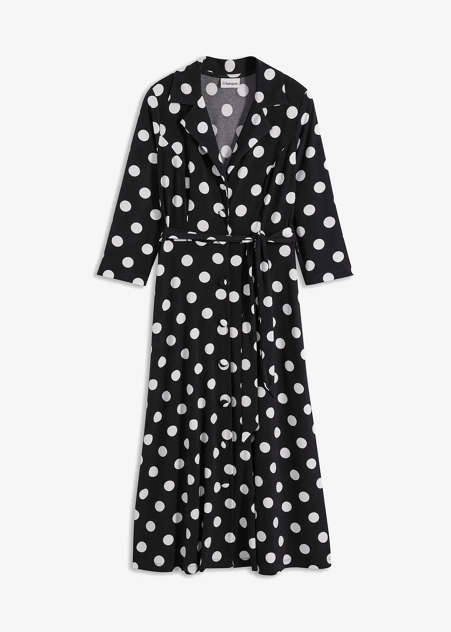 Hemdblusenkleid mit Bindeband (2-tlg. Set) in schwarz von vorne - bonprix