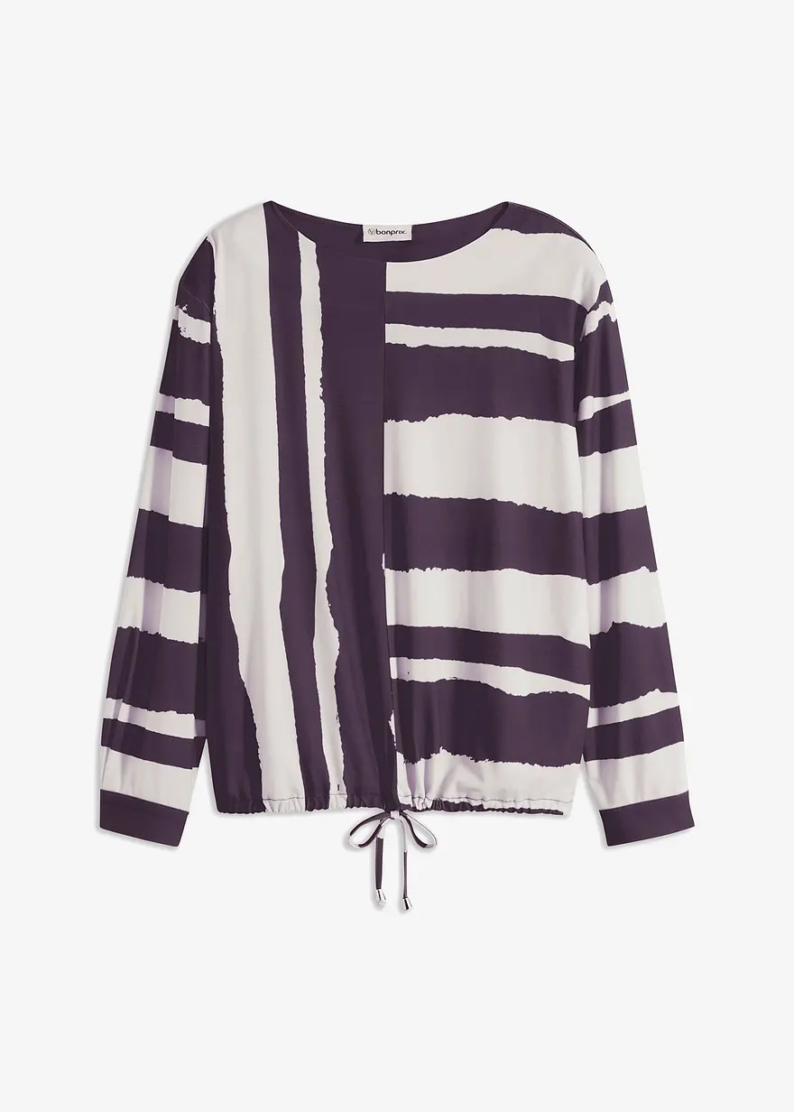 Shirt-Tunika mit Bindeband in beige von vorne - bonprix