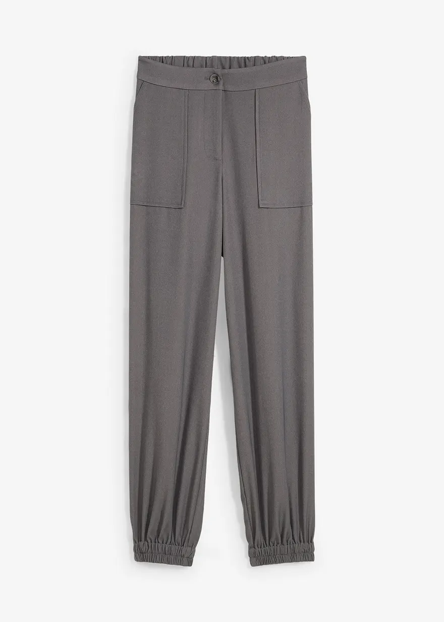 Hose mit elastischem Bund in grau von vorne - bonprix