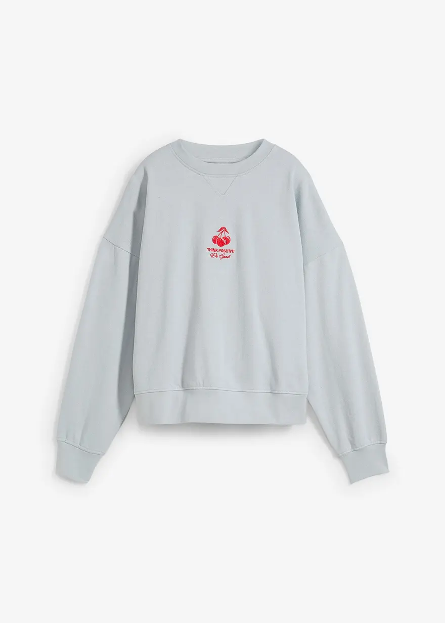 Oversize-Sweatshirt aus reiner Bio-Baumwolle in grau von vorne - bonprix