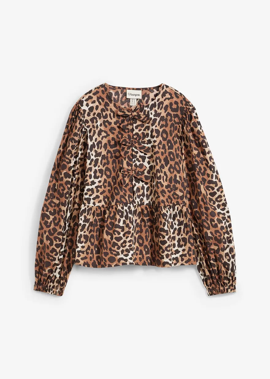 Bluse mit Schleifendetails in beige von vorne - bonprix