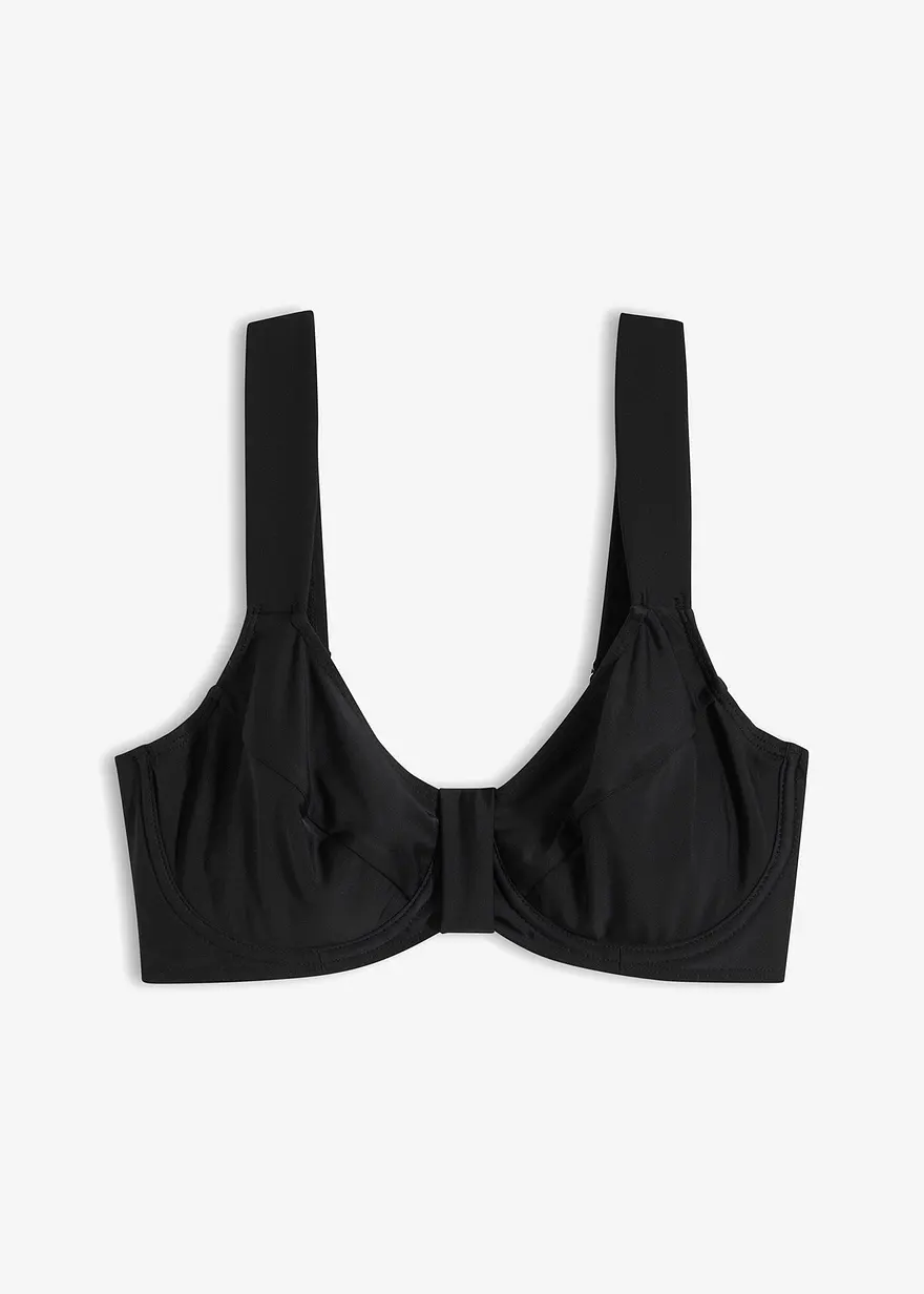 Minimizer-Bikinioberteil mit breiten Trägern in schwarz von vorne - bonprix